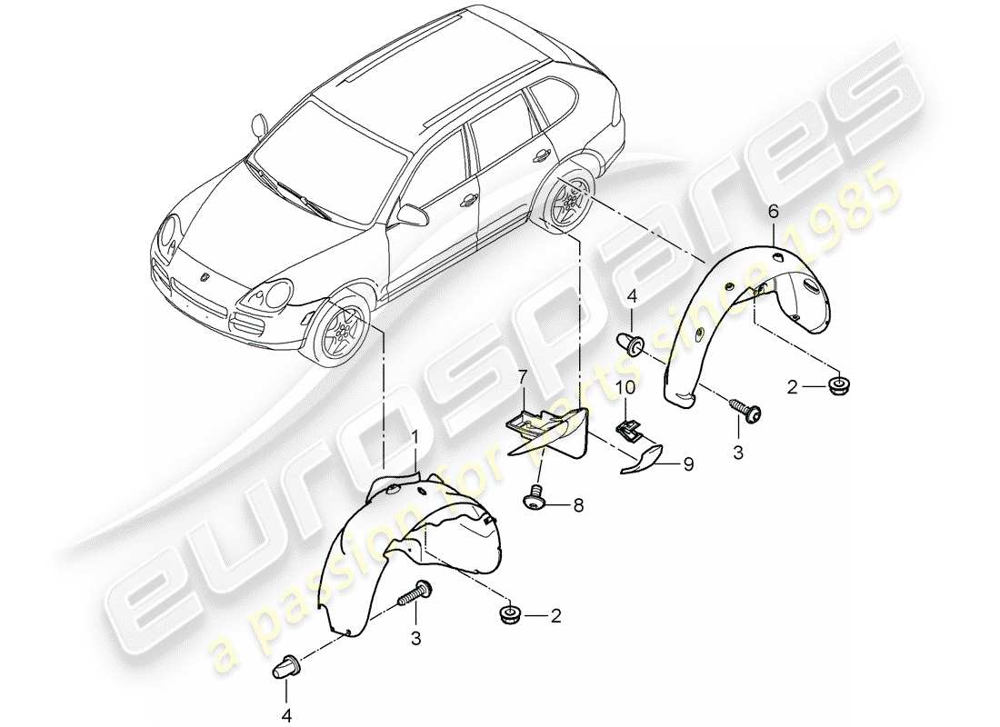 porsche 2008 (cayenne e1 9pa) diagrama de piezas del revestimiento