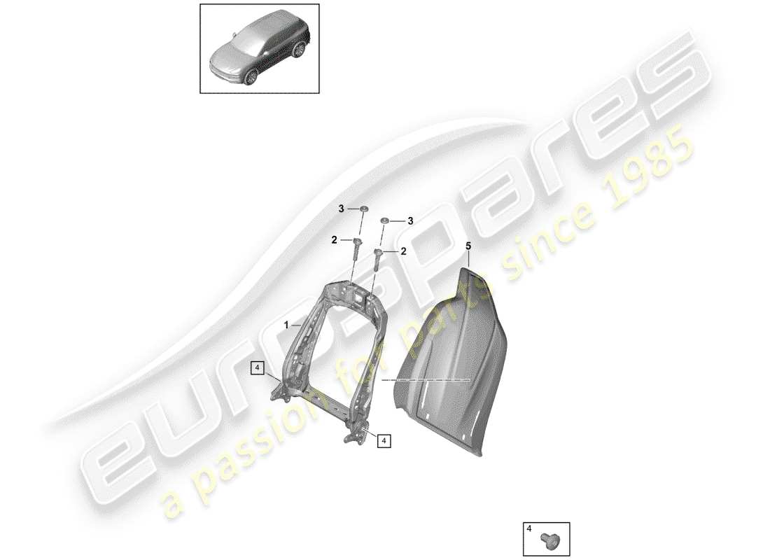 porsche 2020 (cayenne e3 9ya/9yb) estructura - respaldo diagrama de piezas