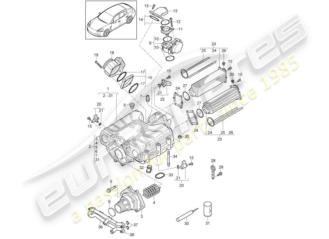 porsche 2010 (cayenne e1 9pa) compresor diagrama de piezas