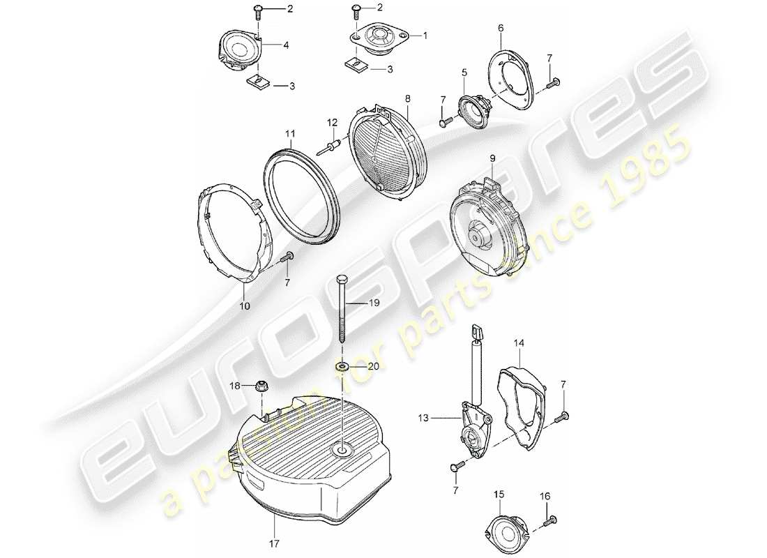 porsche 2006 (cayenne e1 9pa) altoparlante diagrama de piezas