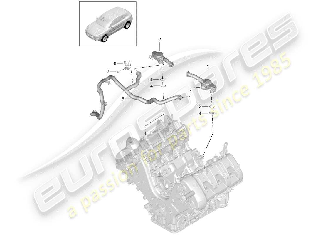 porsche 2017 (macan) respiradero del cárter diagrama de piezas