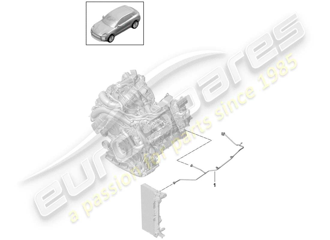 porsche 2019 (macan) diagrama de piezas de refrigeración por agua