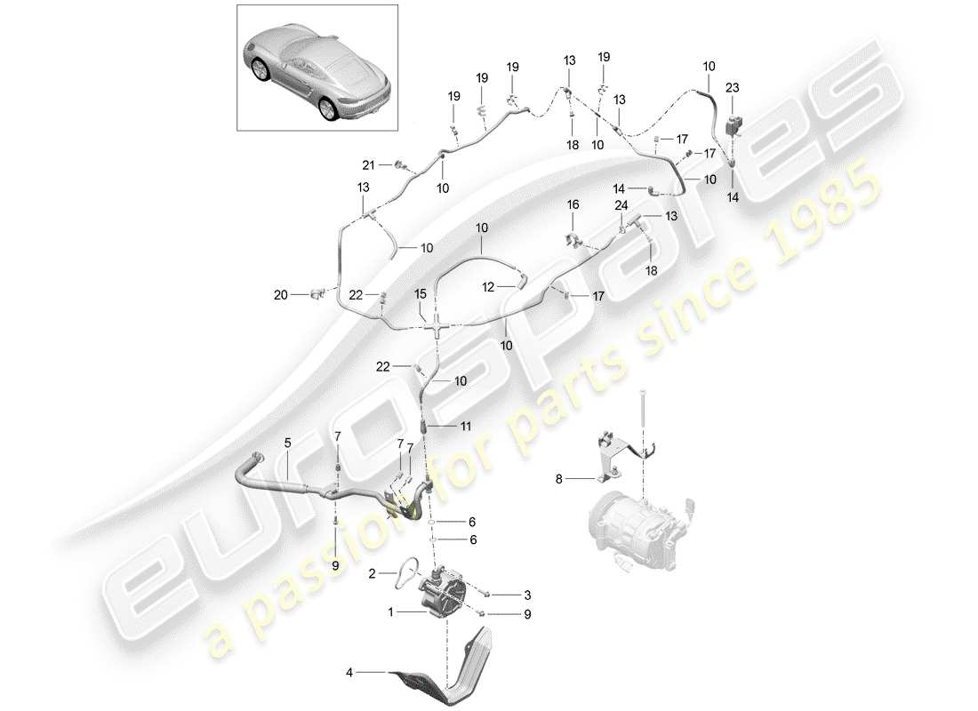 porsche 2017 (718 cayman) sistema de vacío diagrama de piezas
