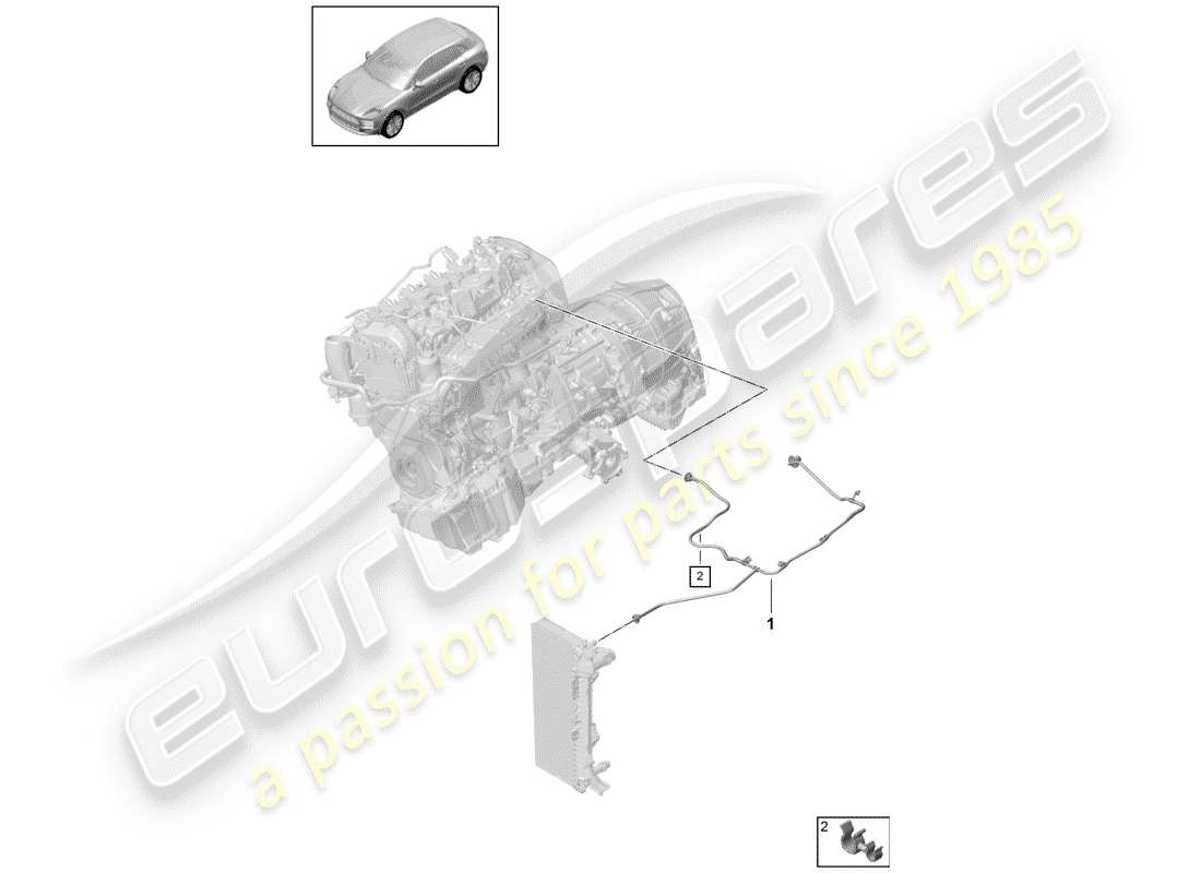 porsche 2019 (macan) diagrama de piezas de refrigeración por agua