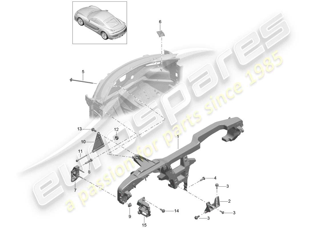 porsche 2016 (981 cayman gt4) marco de retención diagrama de piezas