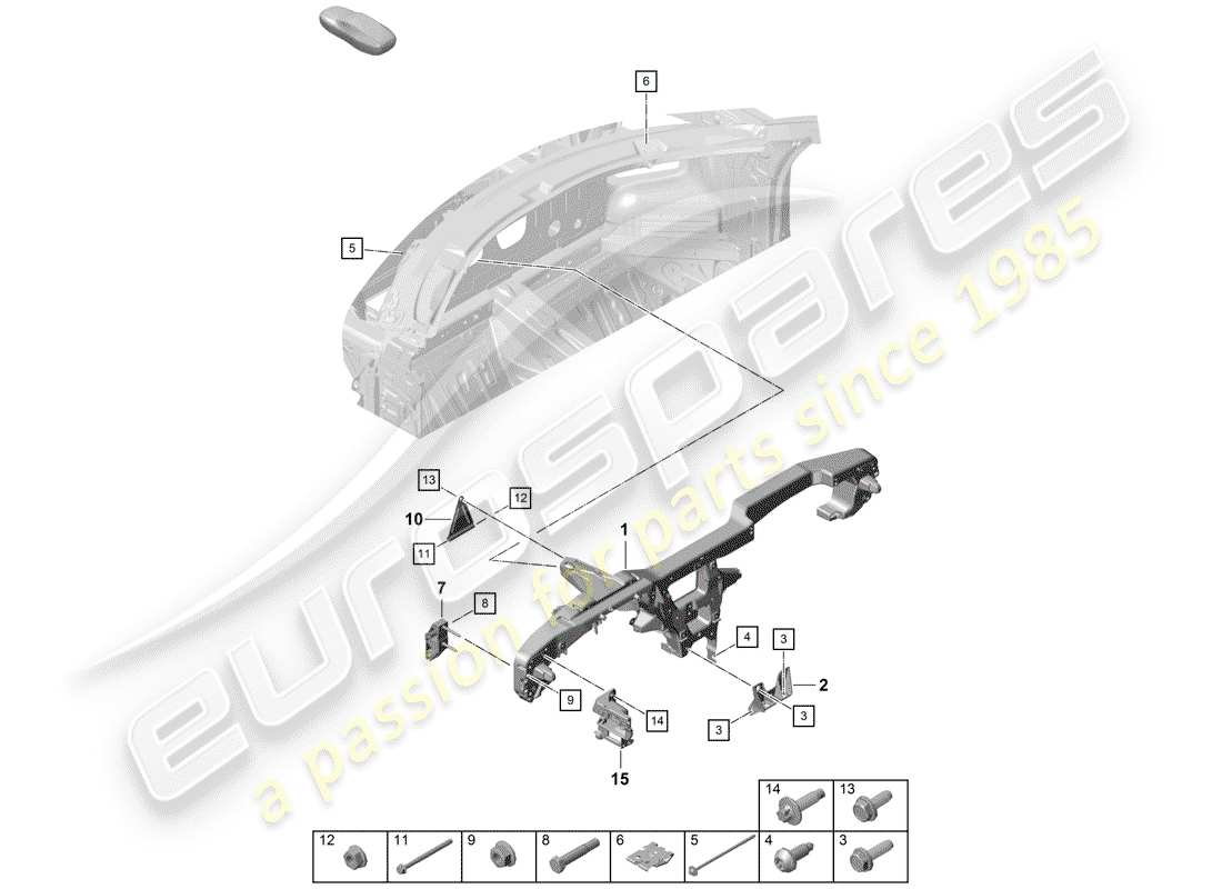 porsche 2020 (718 boxster spyder) marco de retención diagrama de piezas