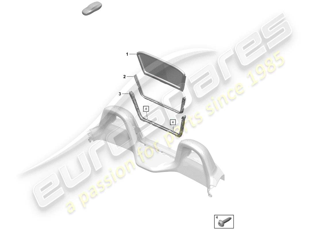 porsche 2019 (718 boxster spyder) parabrisas diagrama de piezas