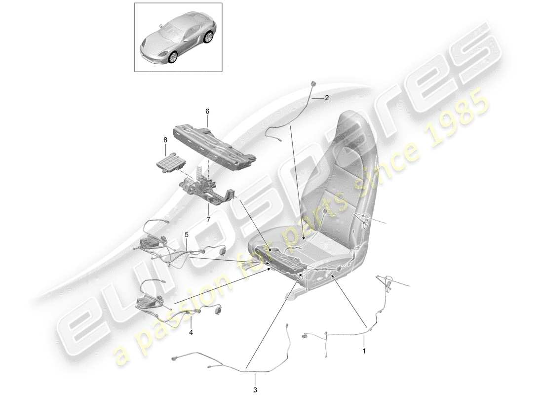porsche 718 cayman (2020) arneses de cableado diagrama de piezas