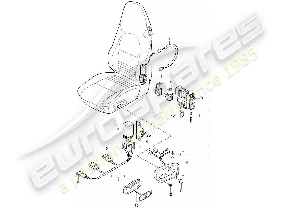 porsche 2002 (996 turbo / gt2) arneses de cableado - interruptor diagrama de piezas