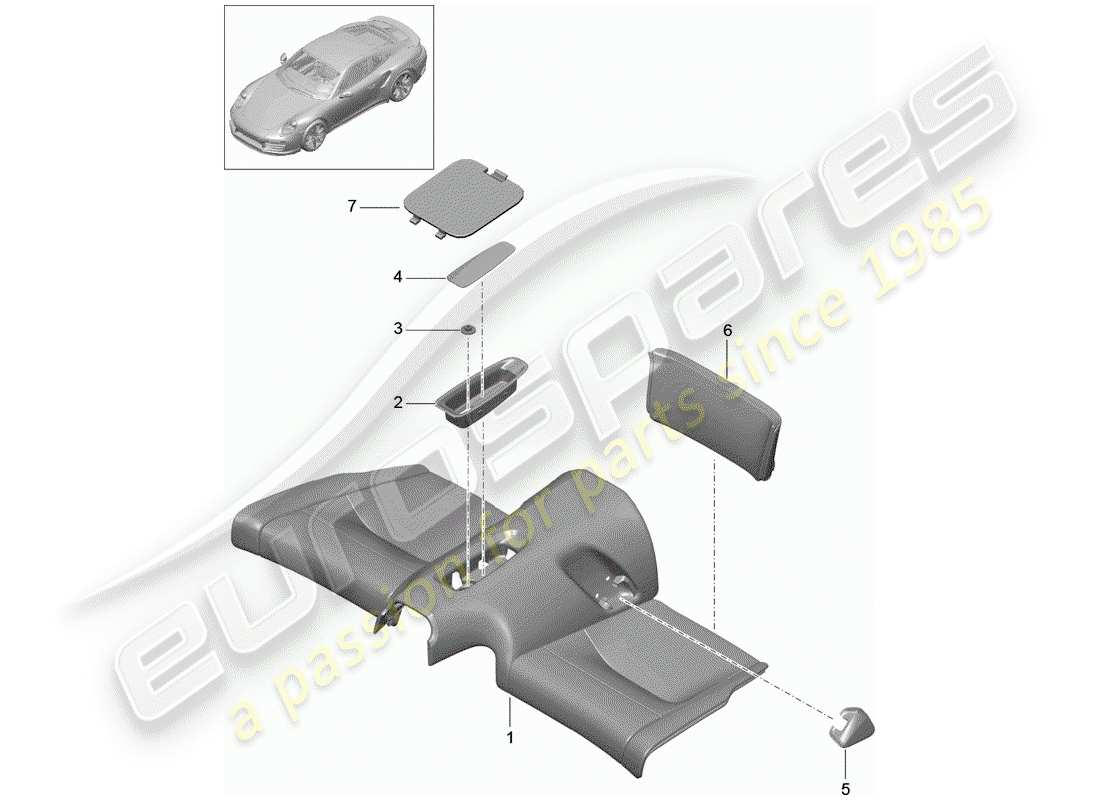 porsche 2015 (991-1 turbo) cubrir diagrama de piezas