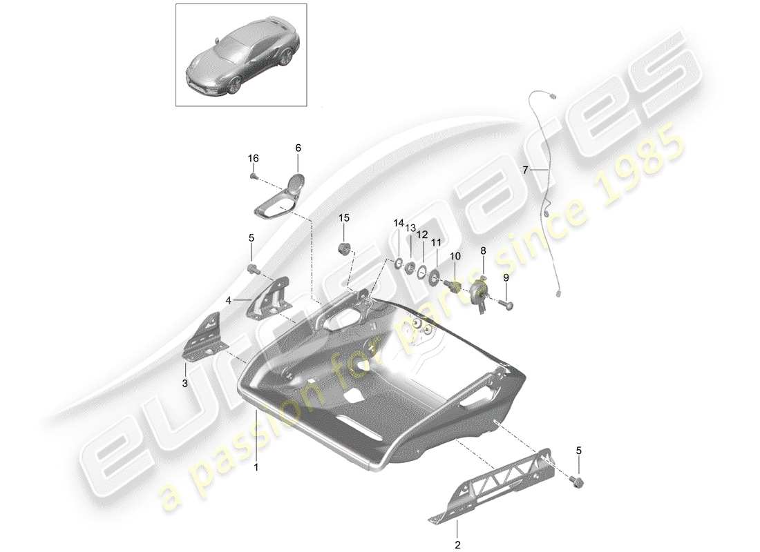 porsche 2015 (991-1 turbo) asiento diagrama de piezas