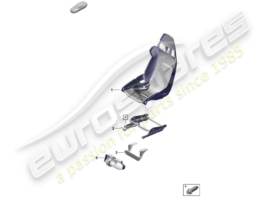 porsche 2020 (718 boxster spyder) asiento diagrama de piezas