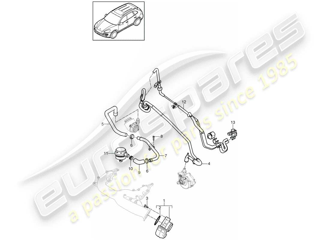 porsche 2017 (cayenne e2 92a) diagrama de piezas del cuerpo del acelerador