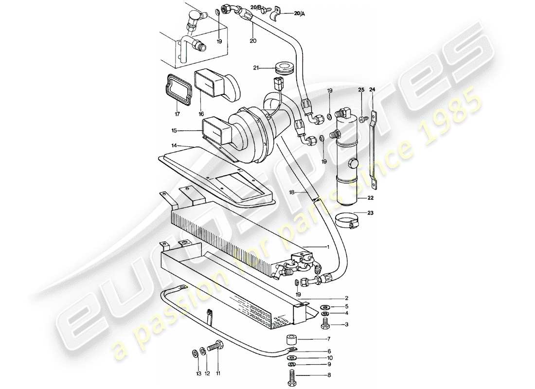porsche 1981 (911) condensador - linea de refrigerante - accesorios y otros diagrama de partes