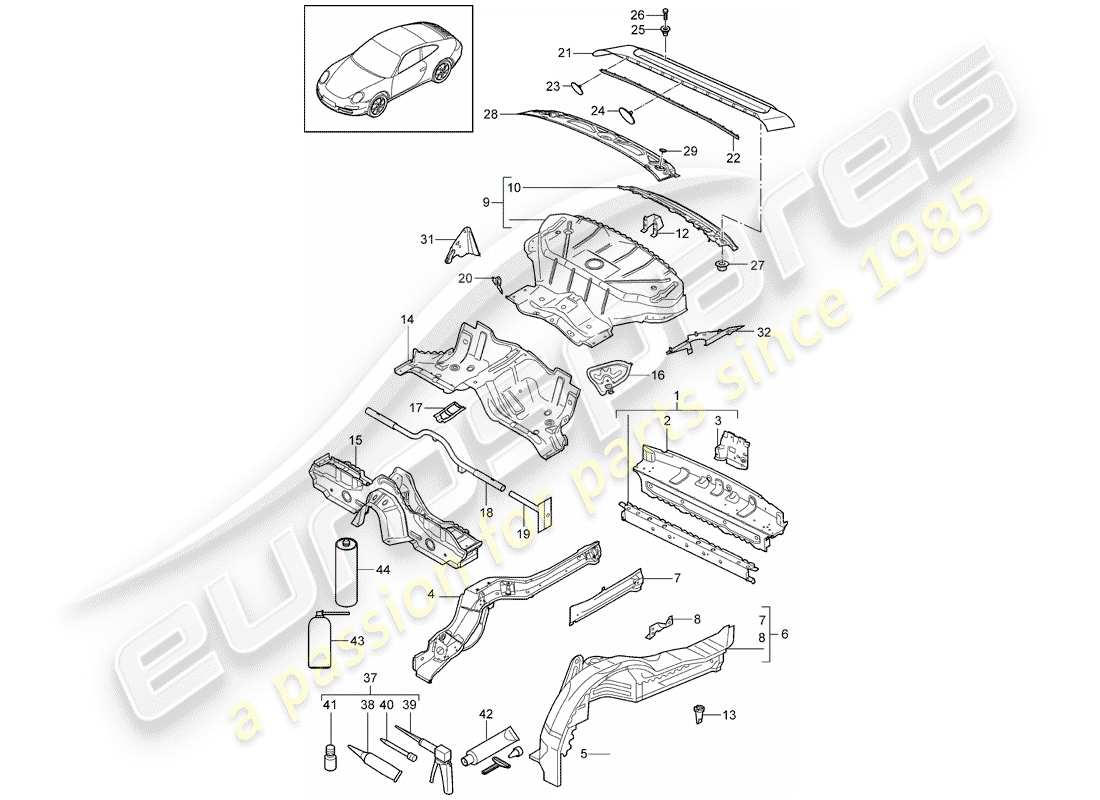 porsche 2011 (997-2) diagrama de piezas del extremo trasero