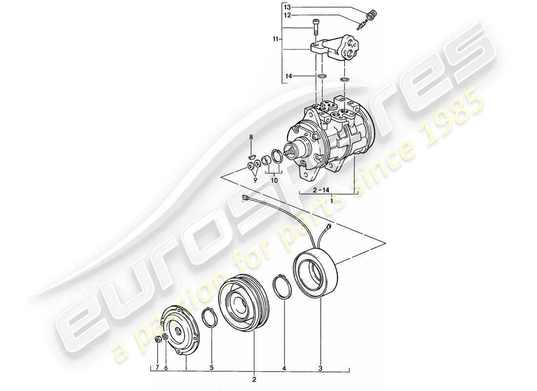 porsche 1986 (924s) compresor diagrama de piezas