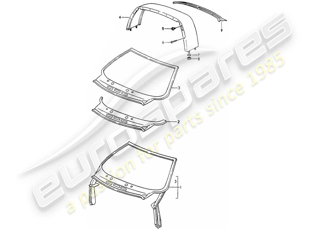 porsche 1993 (964) paneles exteriores diagrama de piezas