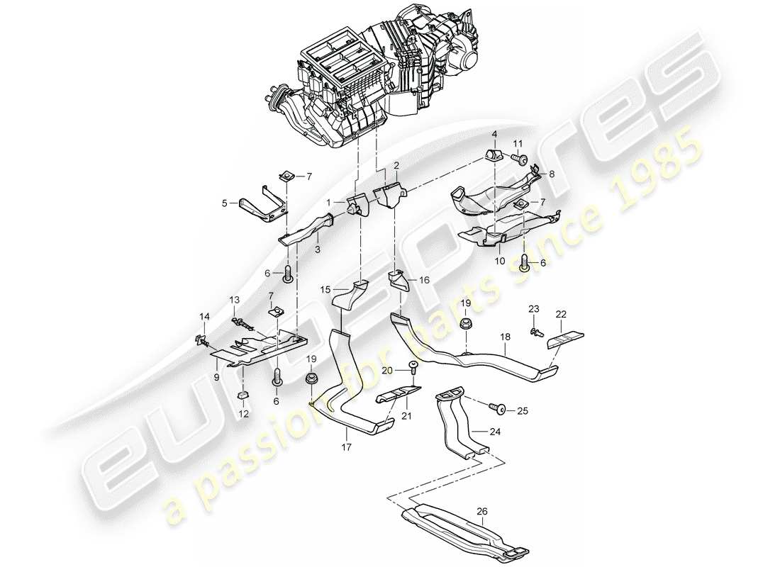 porsche 2008 (cayenne e1 9pa) distribuidor de aire diagrama de piezas