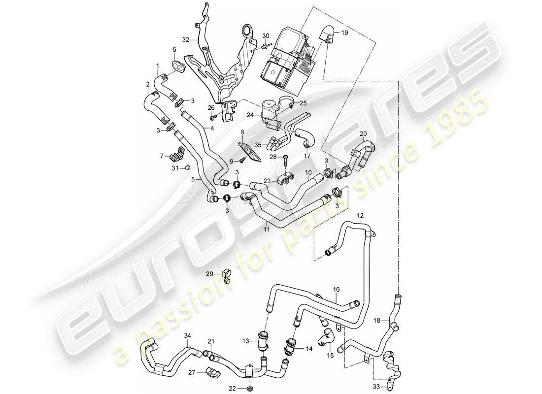 porsche 2008 (cayenne e1 9pa) calentador diagrama de piezas