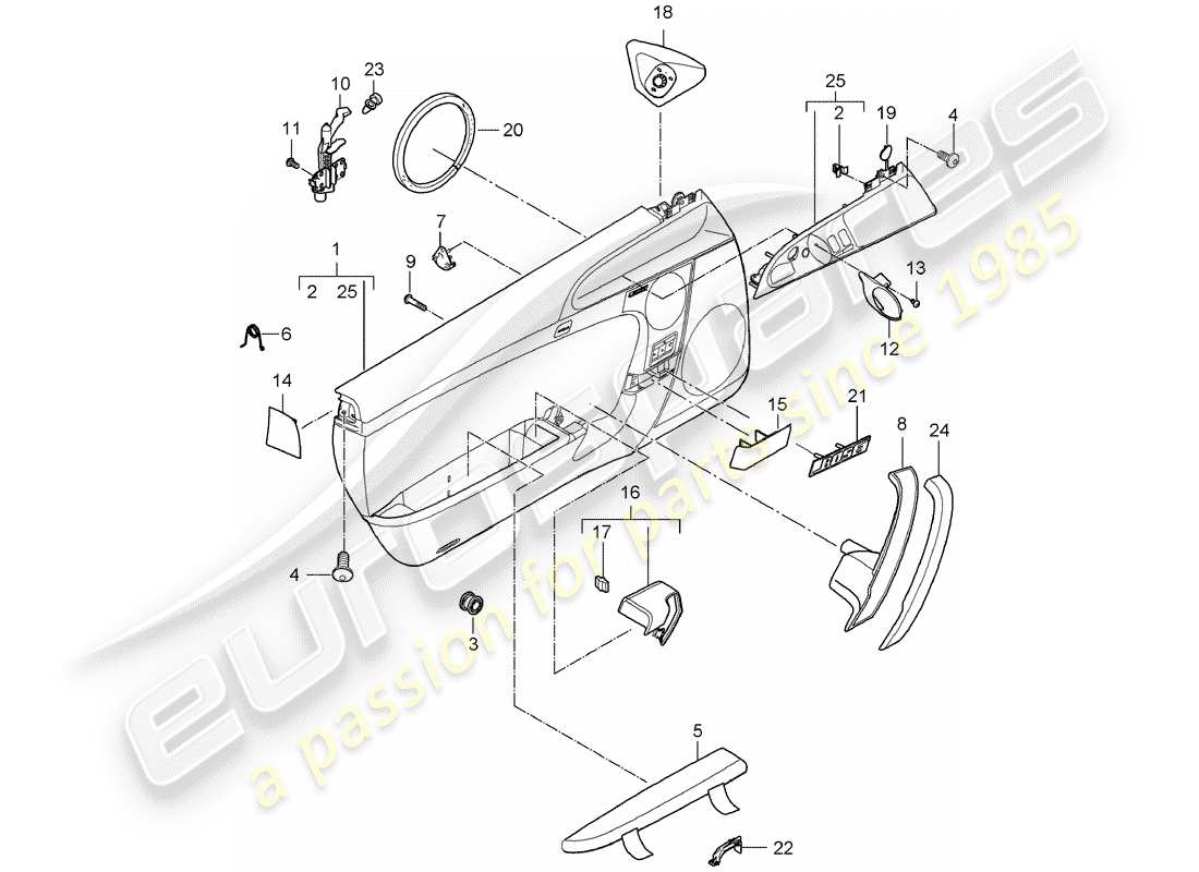 porsche 2011 (997-2) diagrama de piezas del panel de puerta