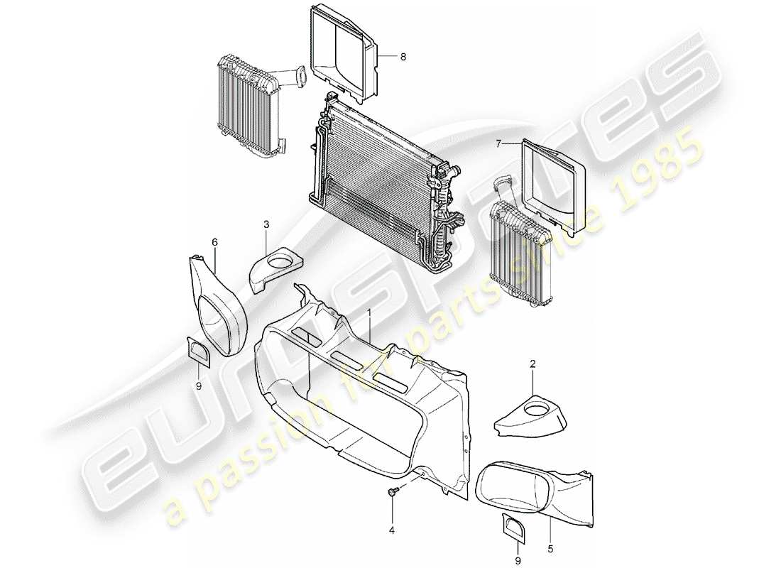 porsche 2004 (cayenne e1 9pa) ducto de aire diagrama de piezas