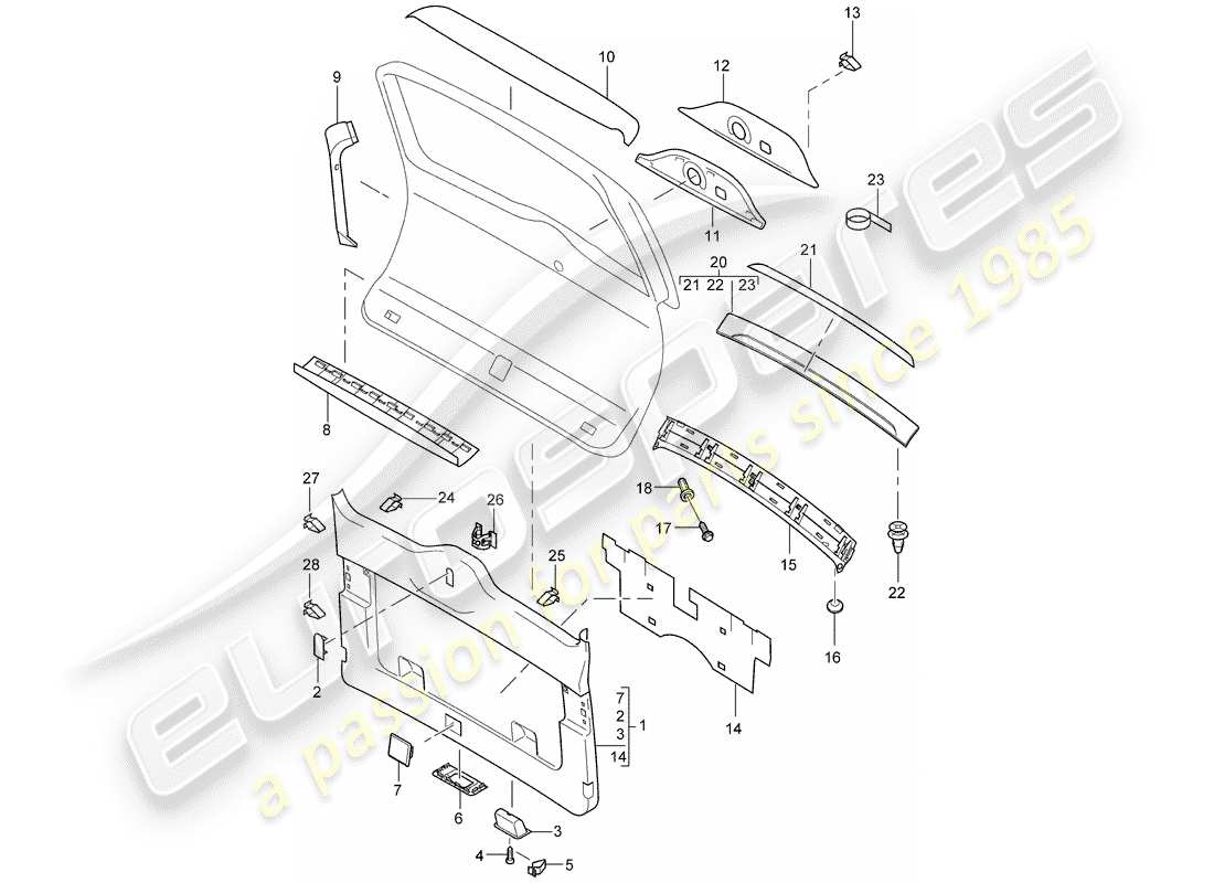 porsche 2004 (cayenne e1 9pa) adornos diagrama de piezas