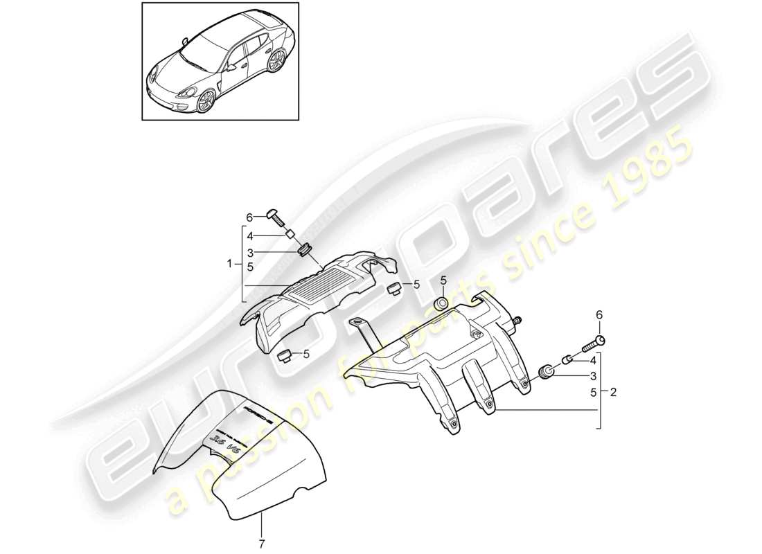 porsche 2010 (cayenne e1 9pa) cubierta del motor diagrama de piezas
