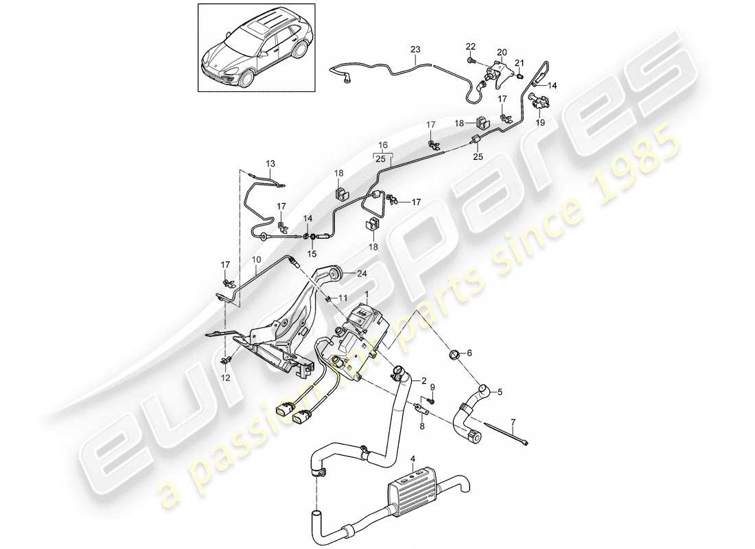porsche 2014 (cayenne e2 92a) calentador adicional diagrama de piezas