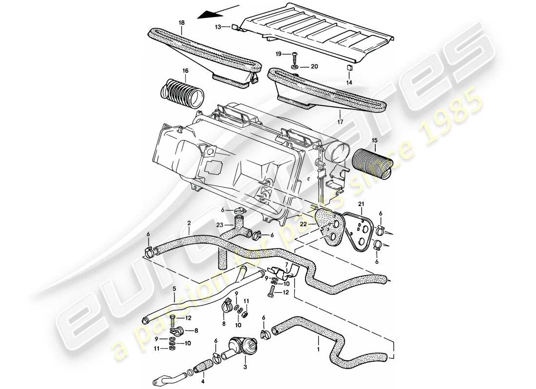 porsche 1981 (928) manguera del calentador - diagrama de piezas jet