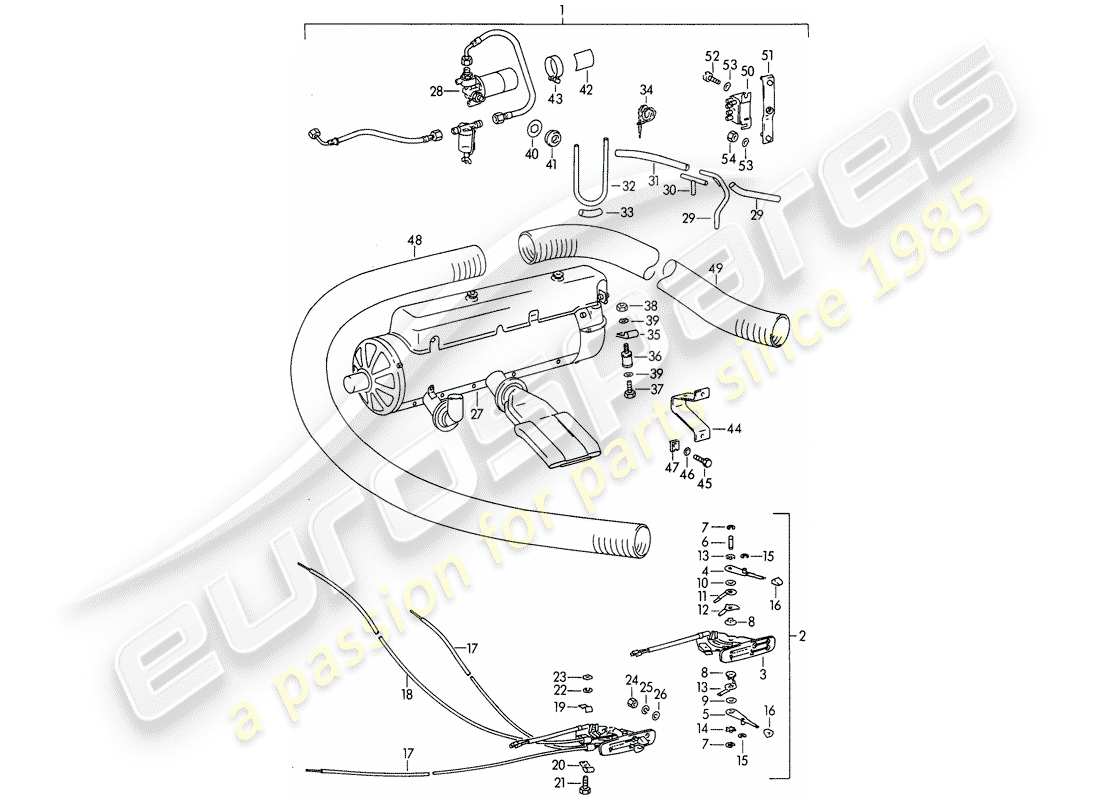 porsche 1964 (356b/356c) calentador - - eberspaecher - - bn 4 diagrama de piezas