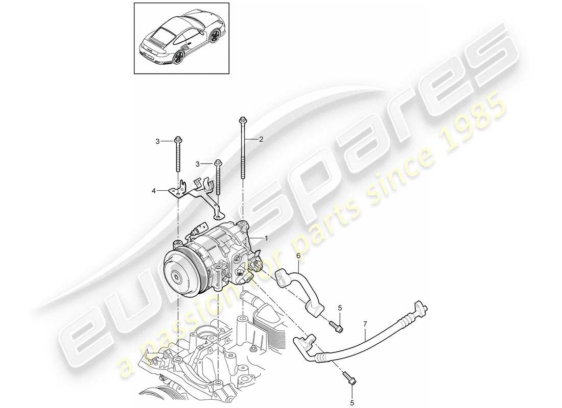 porsche 911 t/gt2rs (2013) diagrama de piezas del compresor