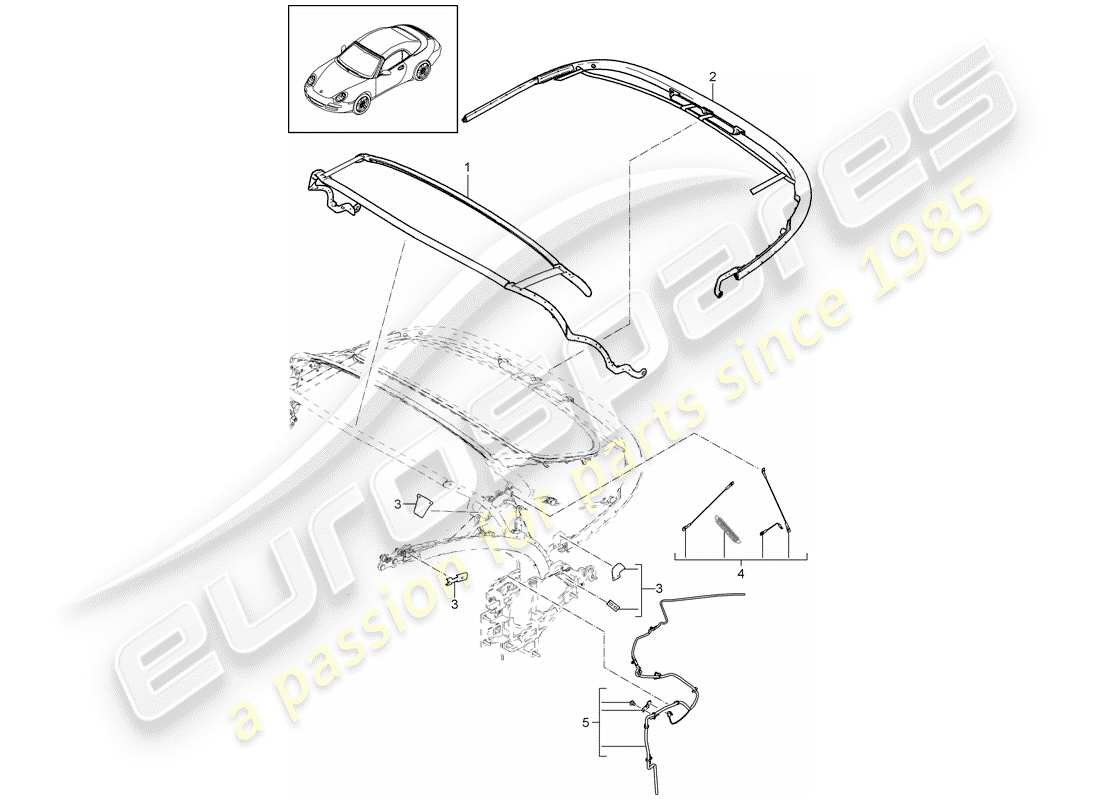 porsche 2011 (997-2) marco superior diagrama de piezas