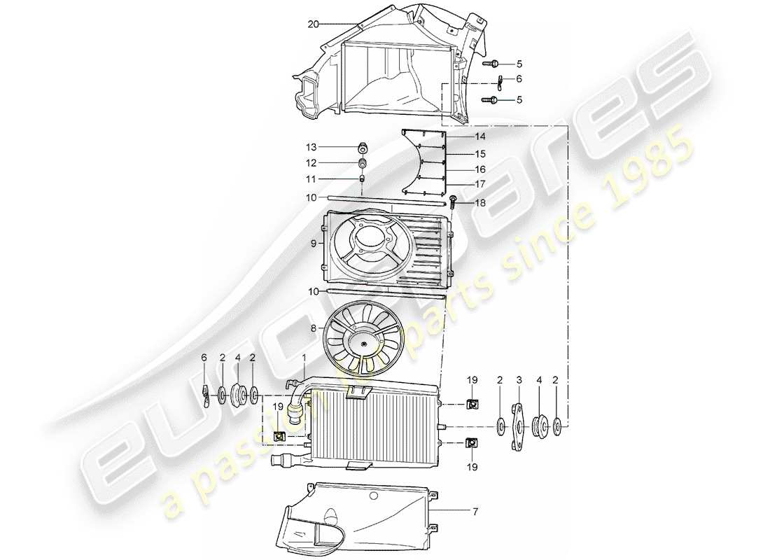 porsche 2004 (carrera gt) refrigeración por agua 2 diagrama de piezas