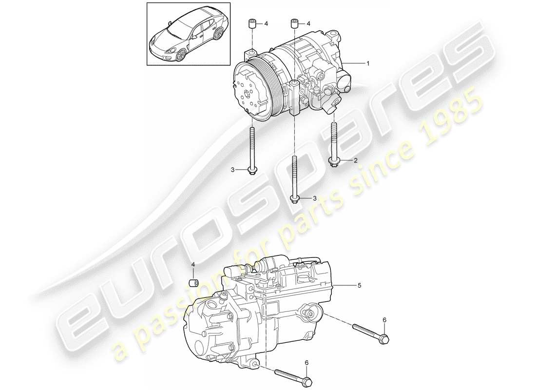 porsche 2014 (panamera 970) diagrama de piezas del compresor