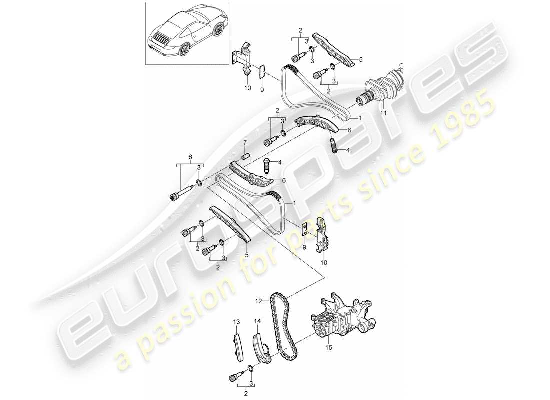 porsche 2010 (997-2) control de válvula diagrama de piezas