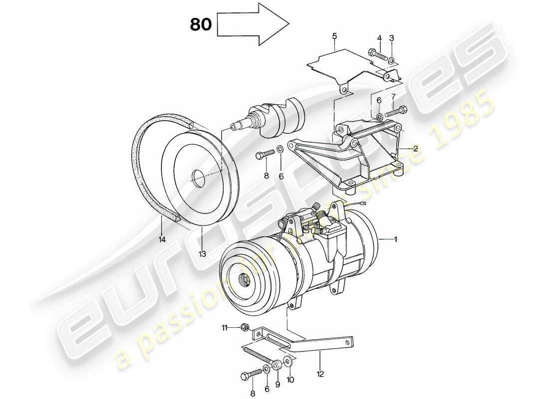 porsche 1981 (928) para - m 573 und 563 - compresor - conjunto diagrama de piezas