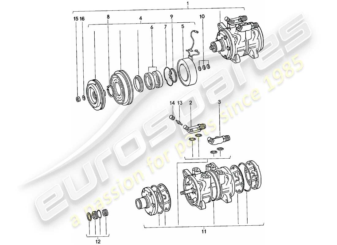 porsche 1981 (924) compresor diagrama de piezas