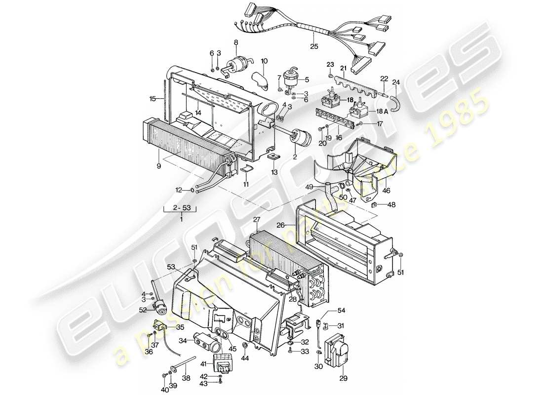 porsche 928 (1980) para - m 573 m 563 - diagrama de piezas del aire acondicionado