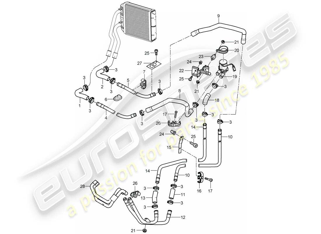 porsche 2004 (cayenne e1 9pa) calentador diagrama de piezas