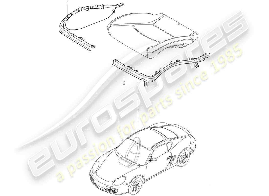 porsche 2011 (987 cayman) diagrama de piezas del portacojines