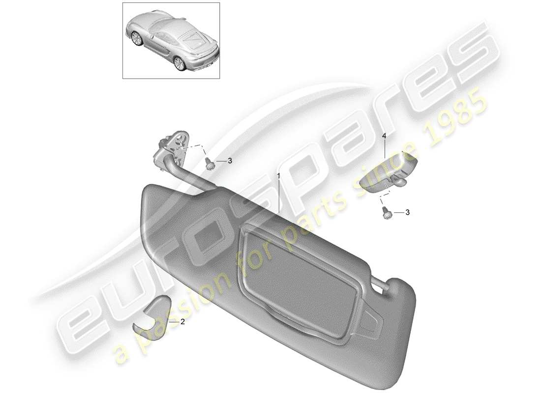 porsche 2016 (981 cayman gt4) sun vizors diagrama de piezas