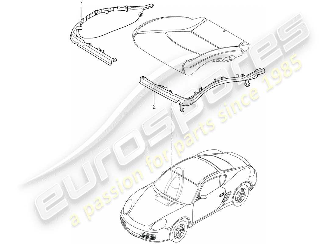 porsche 2008 (987 cayman) portador de cojín diagrama de piezas