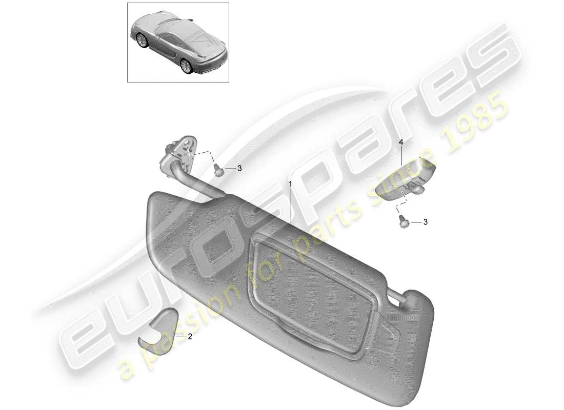 porsche 2016 (981 cayman gt4) sun vizors diagrama de piezas
