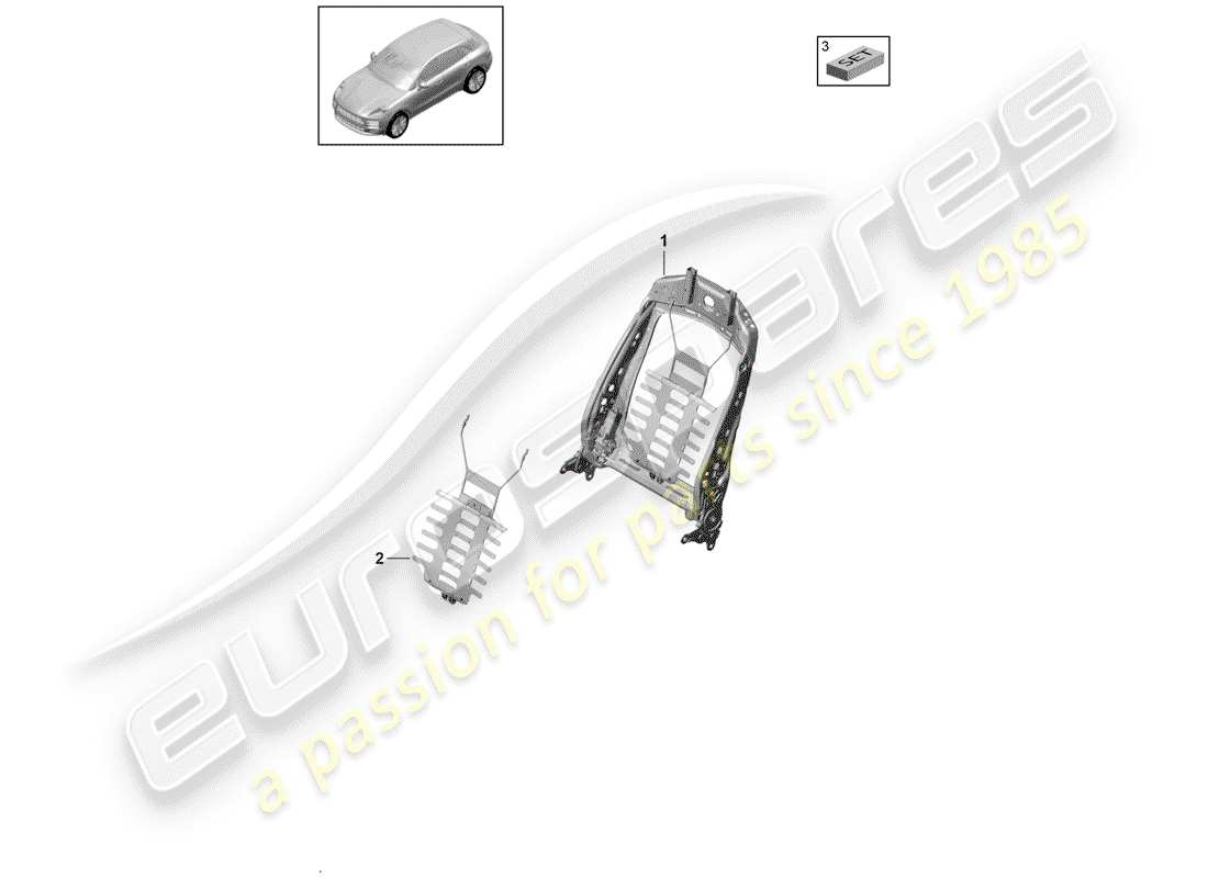 porsche 2019 (macan) marco - respaldo diagrama de piezas
