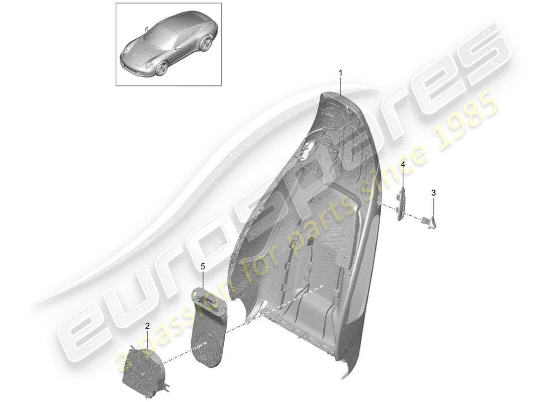 porsche 2015 (991-1) carcasa del respaldo diagrama de piezas