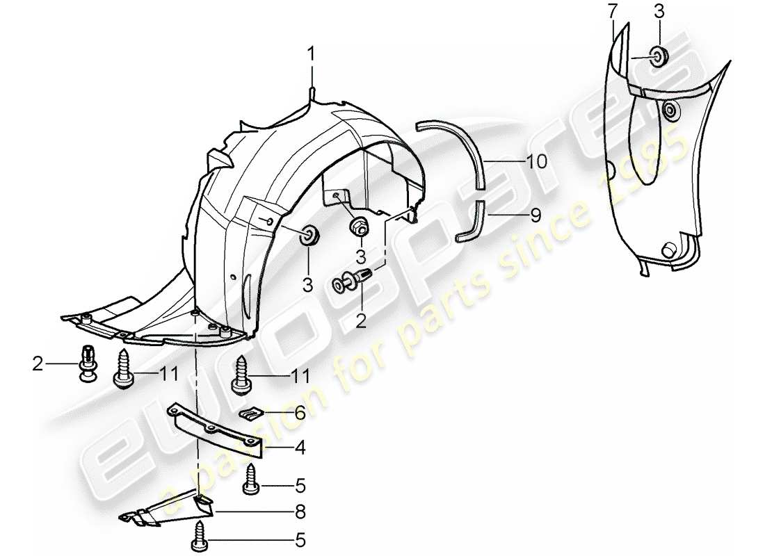 porsche 2000 (996) embellecedores - para - caja de rueda - d >> - mj 2001 diagrama de piezas