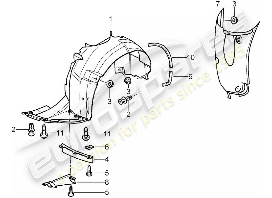 porsche 996 (2000) embellecedores - para - caja de rueda - d >> - mj 2001 diagrama de piezas