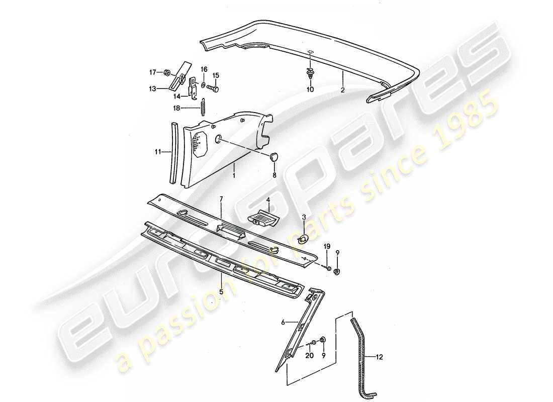 porsche 1994 (968) diagrama de piezas de trims