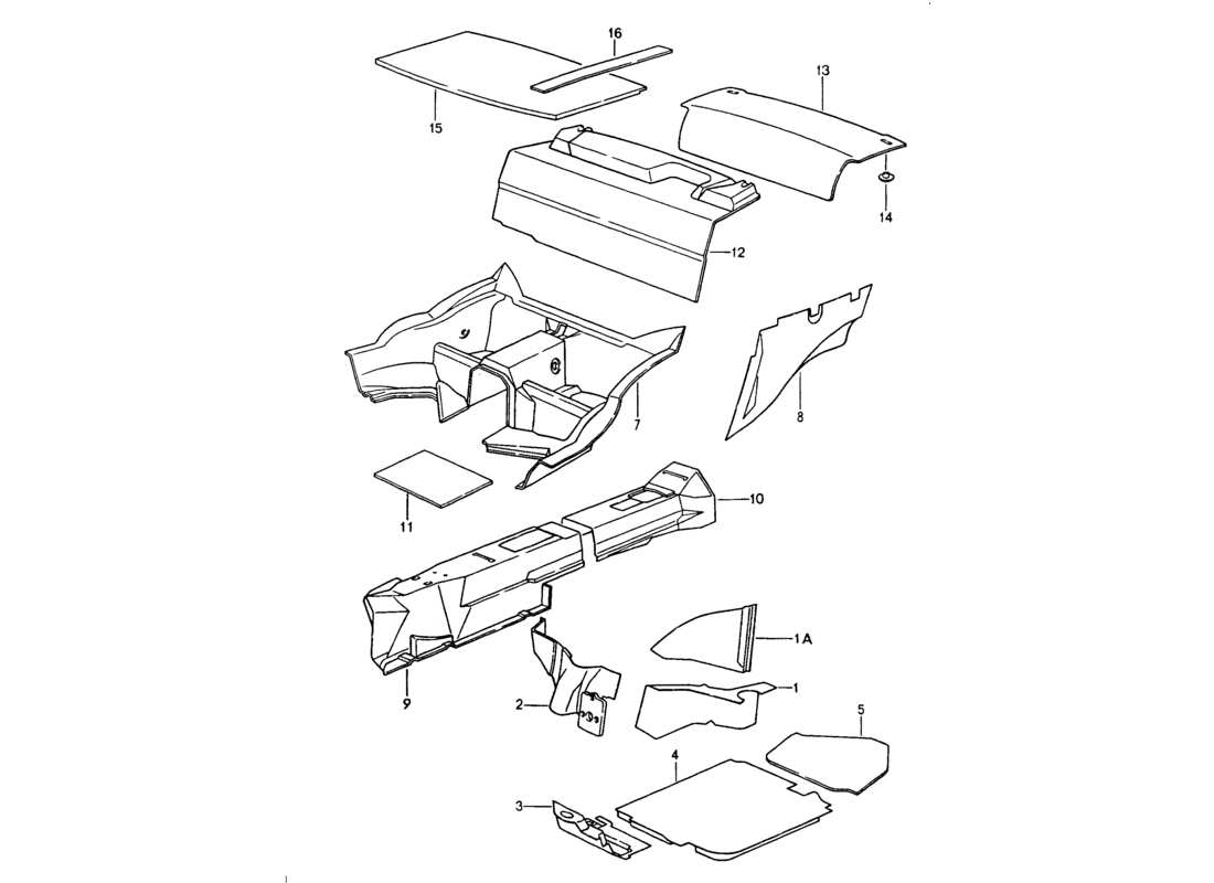 porsche 1994 (964) carcasa del cuerpo - absorbentes de sonido diagrama de piezas