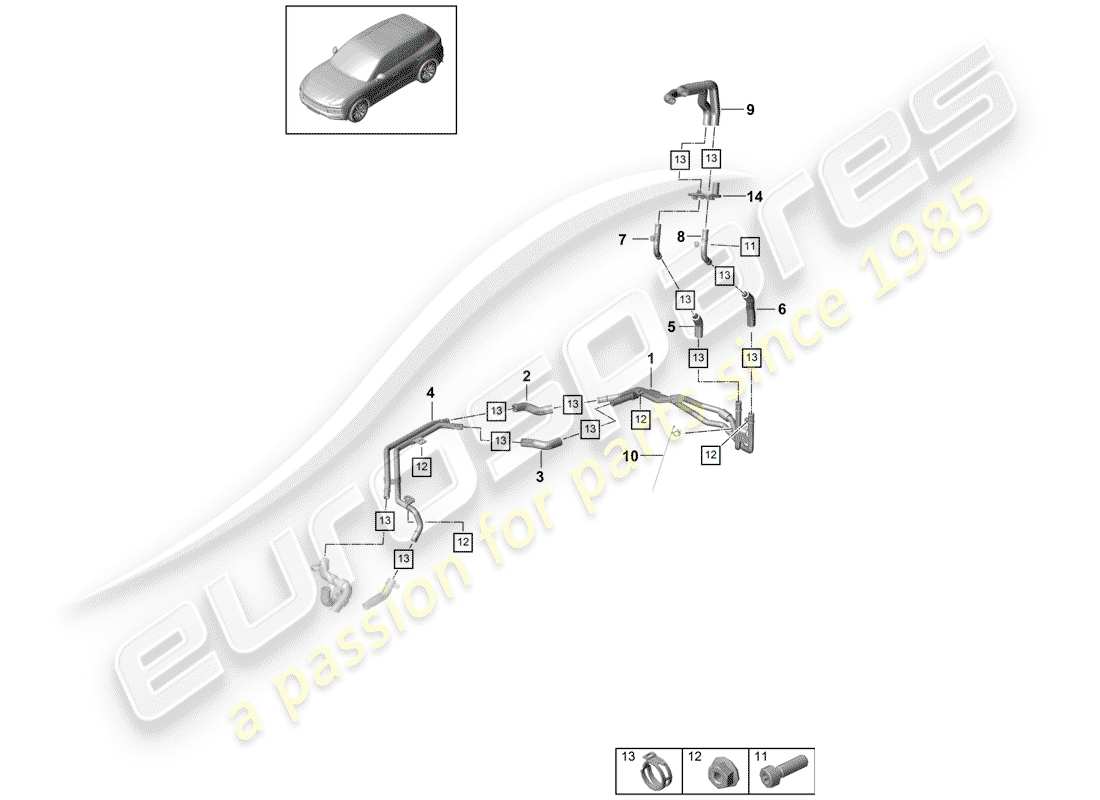porsche 2020 (cayenne e3 9ya/9yb) diagrama de piezas del calentador